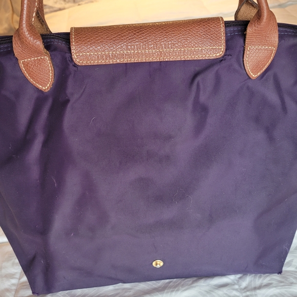 Longchamp Purple Tote with Brown Leather Details - Picture 10 of 16